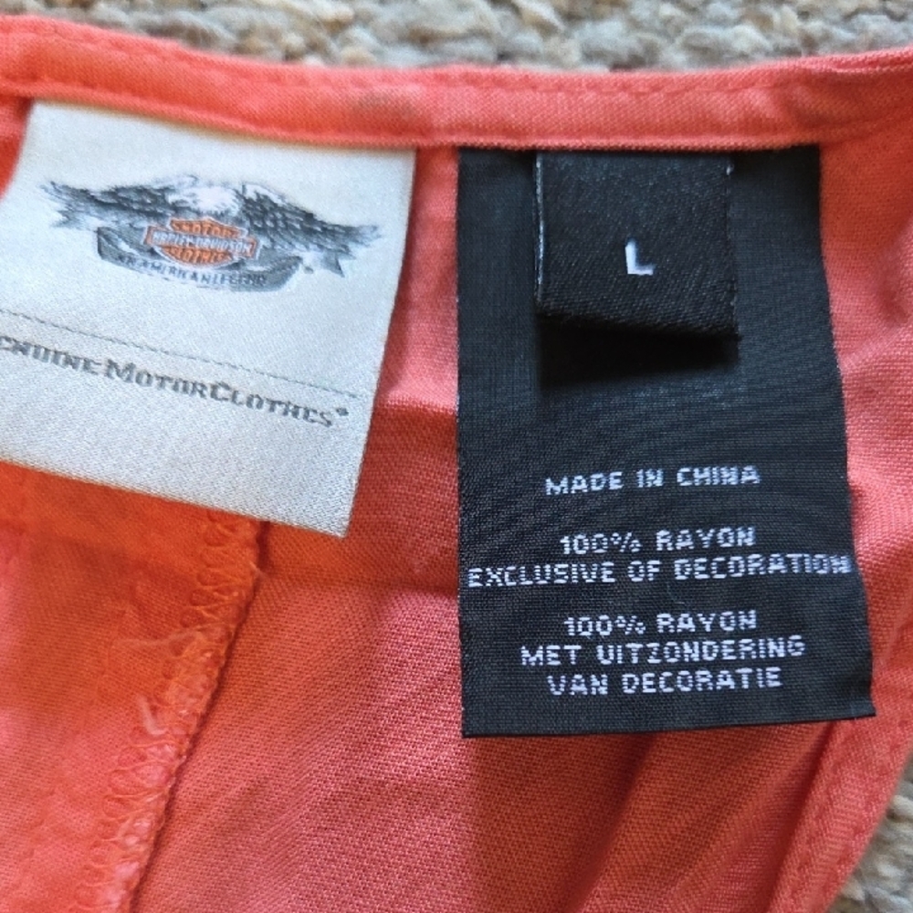 Harley-Davidson Coral Button-Front Tank with Logo Print - Picture 2 of 10